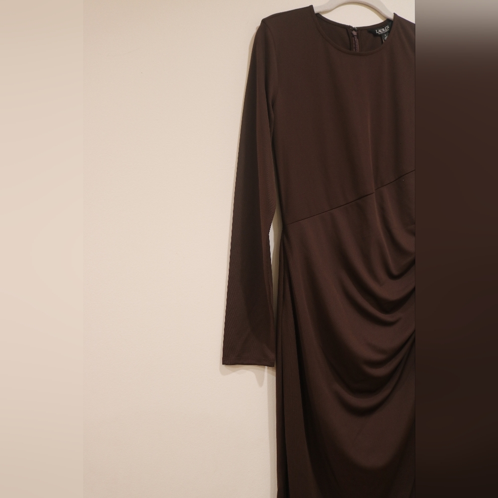 Lauren Ralph Lauren Women's Stretch Jersey Long-Sleeve Dress, Size 6 - Picture 8 of 15